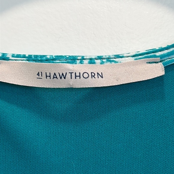 41 Hawthorn Teal Green and White Western Print Work or Casual Dress sz.L - Picture 3 of 8